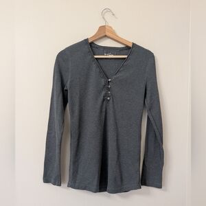 Eddie Bauer Charcoal Grey Thermal Henley Top Y2K Bella‎ Swan Size M Grunge